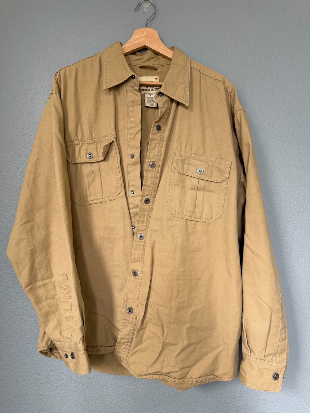 Men's Lightweight Button-Up Shirt Jacket - Khaki
